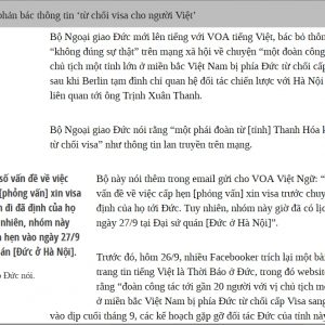 Bộ Ngoại giao Đức xác nhận có một số vấn đề về việc cấp hẹn xin visa của Đoàn đại biểu cấp cao tỉnh Thanh Hóa